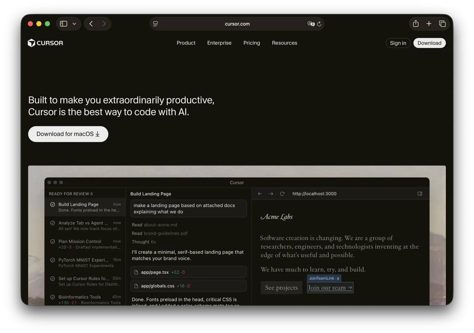 Cursor Editor Interface